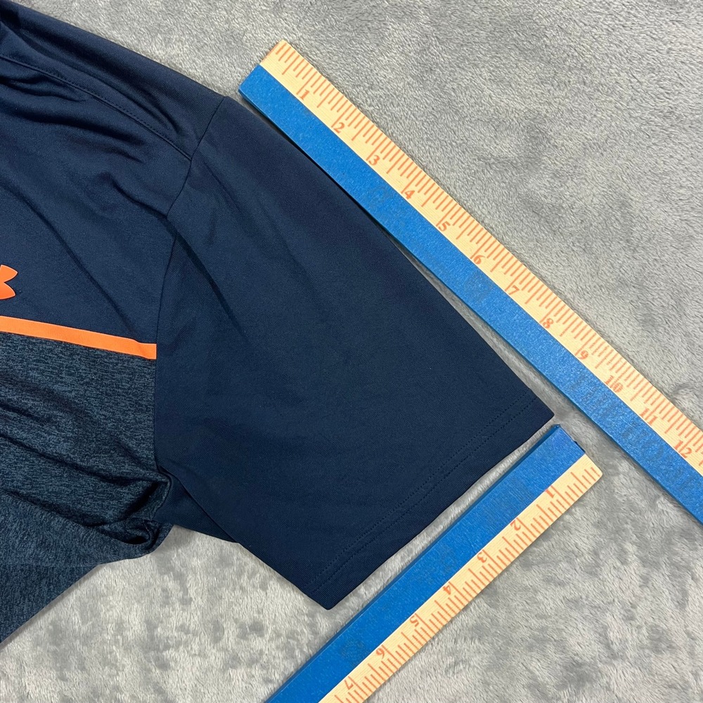 UNDER ARMOUR Playoff Polo Shirt Mens Small Navy Blue Colorblock Gym Golf Active - Picture 6 of 16